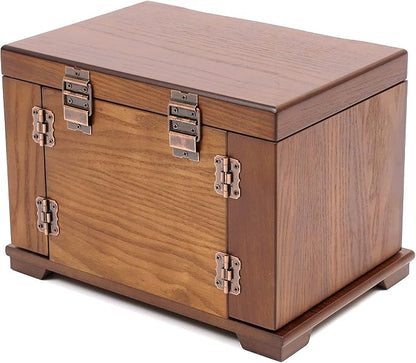 Extra Large 4 Layers Wooden Jewelry Box Jewelry Case Cabinet Armoire Ring Necklacel Gift Storage Box Organizer (4 Layers,Brown)