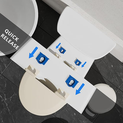 Angol Shiold Quiet-Close Molded Wood Toilet Seat with Non-Slip Adjustable Hinges, Anti-Pinch Bumpers, Easy Install & Clean（Biscuit, Round 16.5''）
