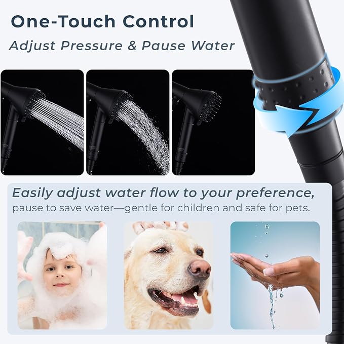 2026 Magnetic Filtered Shower Head with Handheld– High Pressure Showerhead with Power Wash Mode, Chlorine Removal, Massage Brush, Pressure Adjustable, One-Touch Pause (Matte Black)