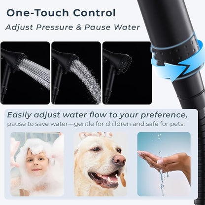 2026 Magnetic Filtered Shower Head with Handheld– High Pressure Showerhead with Power Wash Mode, Chlorine Removal, Massage Brush, Pressure Adjustable, One-Touch Pause (Matte Black)