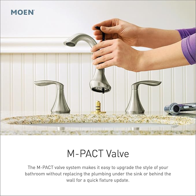 Moen Brantford Oil-Rubbed Bronze Two-Handle Widespread Bathroom Sink Faucet for 3-Hole Setups with Valve Included, TV6620ORB