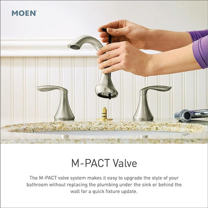 Moen Brandtford Brushed Nickel Two-Handle High Arc Widespread Bathroom Sink Faucet for 3-Hole Setups with Valve Included, TV6620BN