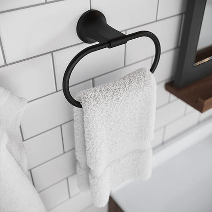 Pfister BRBPFM0B Pfirst Modern Bathroom Hand -Towel Ring, Matte Black (Pack of 3)