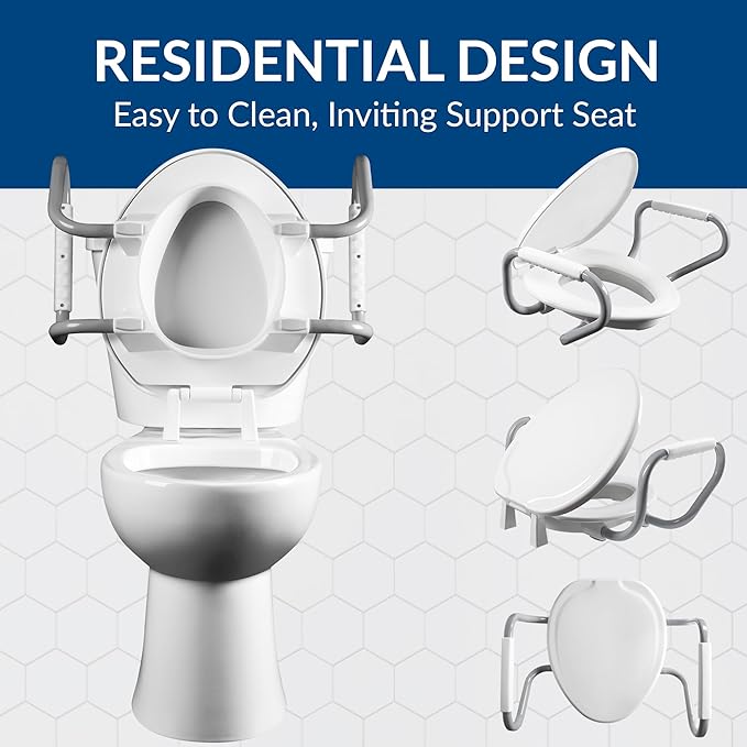 Bemis Assurance 3" Raised Toilet Seat with Handles and Bidet Attachment, Secure Hinges, Clean Shield Guard, Elongated, White