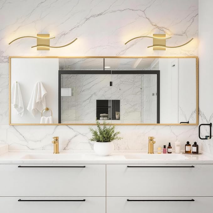 KARTOOSH Hardwired LED Vanity Lights for Bathroom | 2 Pack 23.6 Inch, 3CCT Dimmable, Waterproof, Rustproof, Bathroom Light Fixtures Over Mirror