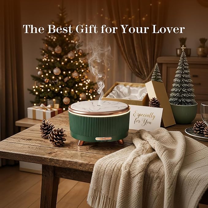 500ml Essential Oil Diffuser, Ultrasonic Aromatherapy Humidifier | with Remote Control, 7-Color LED Light, Timer & Auto Shut-Off, Cool Mist Diffuser for Home, Bedroom, Office (Blue Green)