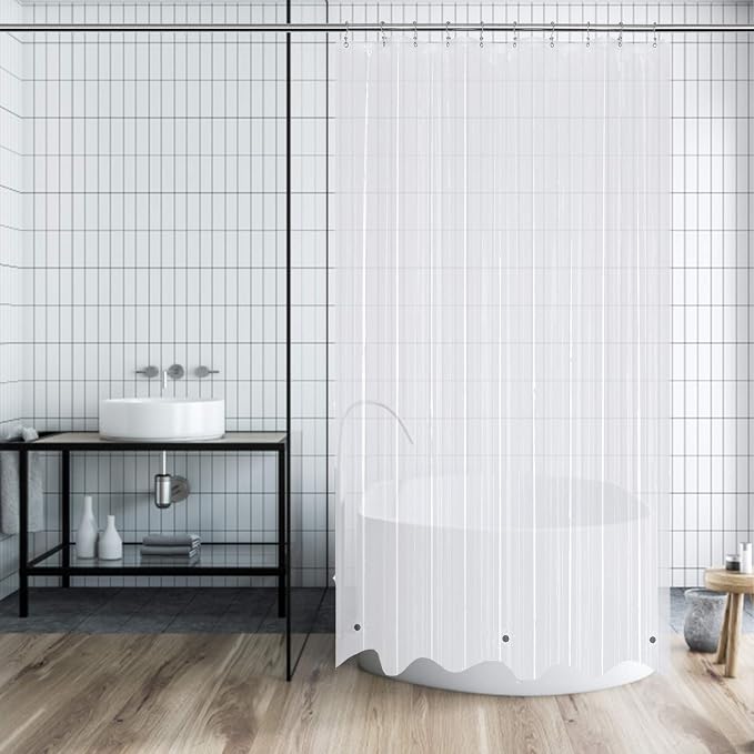 54x78 Stall Size Shower Curtain Liner Clear | 3 Bottom Magnets,10 Rustproof Grommets,Water Proof Heavy Duty PEVA 54W x 78H for Shower Stall or RV Home Long Size