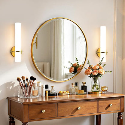 15-inch Gold Bathroom Wall Sconces Set of 2 Modern Sconces Wall Lighting 5CCT LED Dimmable Wall Light Brushed Gold Sconces for Bedroom Living Room Hallway (Hardwired)