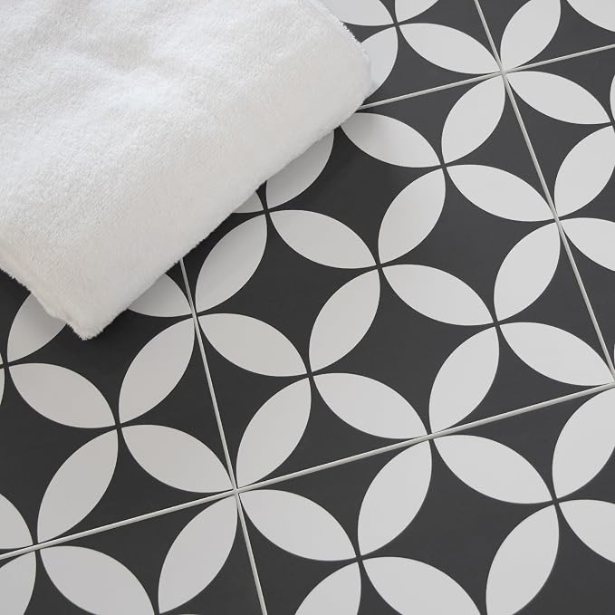 16-Sheet Peel and Stick Floor and Wall Tile for Bathroom Kitchen Shower, 9" x 9" Gray Coin SPC Self-Adhesive Vinyl Flooring, Patterned Groutable Backsplash Tile, Cover 9.12 Sq Ft.