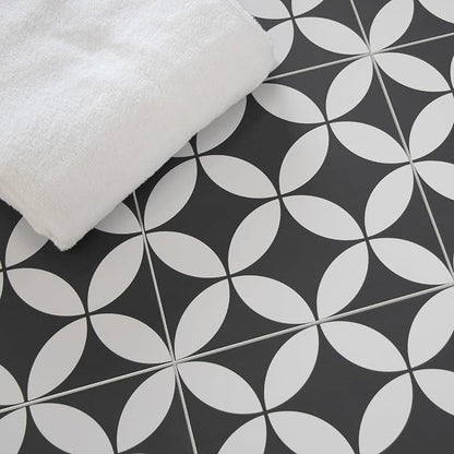 16-Sheet Peel and Stick Floor and Wall Tile for Bathroom Kitchen Shower, 9" x 9" Gray Coin SPC Self-Adhesive Vinyl Flooring, Patterned Groutable Backsplash Tile, Cover 9.12 Sq Ft.