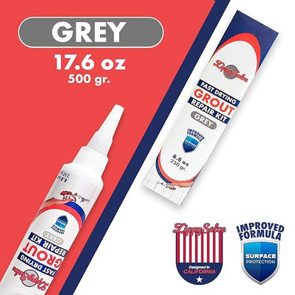 Tile Grout Repair Kit, Refresh Tile Grout Filler (2 Pack, Grey) | Restore & Renew Tile Joints, Fast-Drying Grout Sealer & Paint, Squeeze Tube for Bathroom, Shower & Kitchen Floors, Waterproof