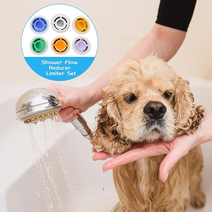 Honoson 1 Set Shower Flow Reducer Limiter Set 1/2 Inch Flow Restrictor Control Valve for Fixed Handheld and Shower Head 1.2/1.5/1.8/2/ 2.2/2.5 Gpm
