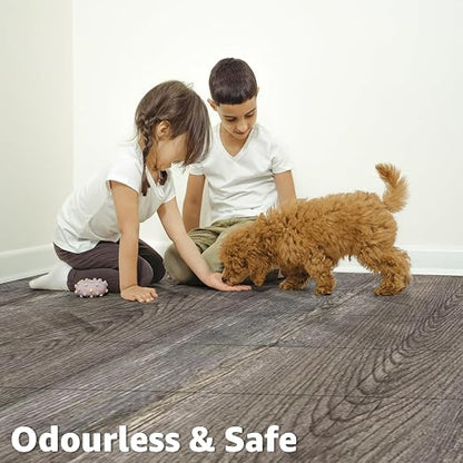 Art3d 30-Pack Peel and Stick Vinyl Floor Planks, 12 x 12 in, Dark Brown Oak | Premium Vinyl, Self-Adhesive, Waterproof, Wood Grain, Fade-Resistant, Scratch-Proof, Ideal for Kitchen, Dining Room, Bedrooms