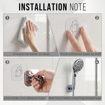 G-Promise Metal Handheld Shower Head Holder, No-Drill Install (Chrome) | Adhesive or Drilled Installation, Wide Adjustment Range Fits All Family Heights, Firmly Secure Showerhead, Easy to Install