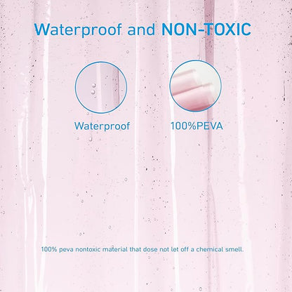 EHZNZIE Shower Curtain Liner Light Weight PEVA, Shower Liner 72x72 Inches, Waterproof, No Chemical Smell with 12 Rust Proof Metal Grommets for Bathroom Shower Curtain, Pink
