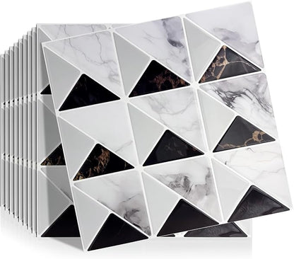 Joysticky 10-Sheet Peel and Stick Backsplash, 12" * 12" Crystal Texture Stick on Tiles Backsplash for Kitchen & Bathroom，Thicker Design Peel and Stick Wall Tiles（Black Gold）
