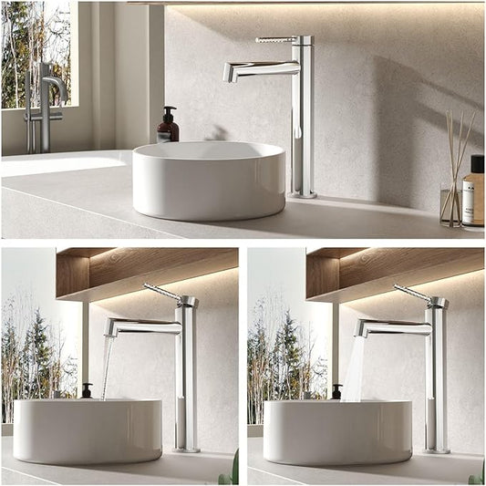 Single Handle Bathroom Faucet 1 Hole Faucet for Bathroom Sink Hot and Cold Water Chrome