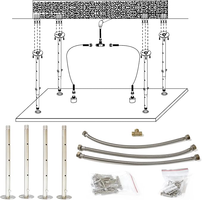 16" x 32" Luxury High Pressure Rain Shower Head, Ceiling Mount Rectangle Rainfall Showerhead with Silicone Nozzles Full Body Fixed Showerheads For Modern Bathroom, Brushed Nickel Plated Finish