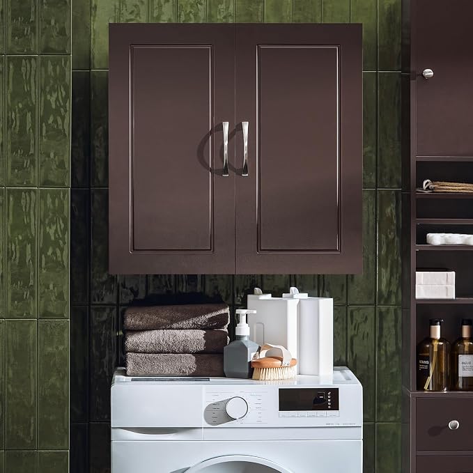 SoBuy Wall Cabinet, Bathroom Storage, 23.6 x 11.8 x 23.6 in, MDF, Brown | Standard Floating Wall Storage Cabinet With Flexible Shelf Layout, Universal Cabinet For Daily Home General Storage