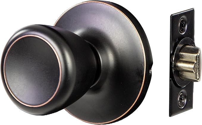 Design House Terrace Interior Door Knobs, Universal Passage Door Handle – Round Closet Door Knobs for Home Improvement - Oil Rubbed Bronze Dummy Door Knob, Design House 728717