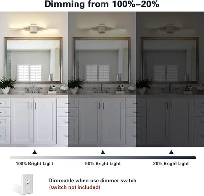 Joossnwell Bathroom Vanity Light Modern Bathroom Lighting Fixture Over Mirror Brushed Nickel 5CCT Dimmable Led Bath Vanity Light Bar 31.5 Inch