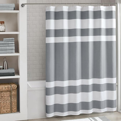 Madison Park Spa Waffle Shower Curtain Pieced Fabric with 3M Scotchgard Moisture Management Modern Home Bathroom Decorations, Tall 72"x84", Grey | Striped, Pieced Fabric Design, 3M Scotchgard Moisture Management, Hotel Quality, Modern, for Bathroom, OE...