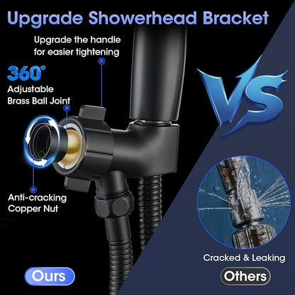 Shower Head with Handheld, High Pressure 10 Spray Modes, Matte Black | Built-in Pause Function, Power Wash Mode, Anti-Clog Nozzles, 71 Inch Stainless Steel Hose, Adjustable Overhead Bracket