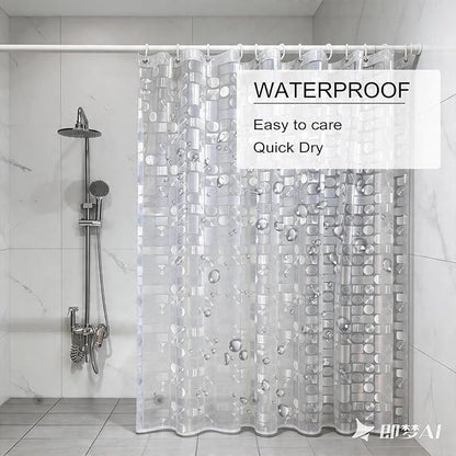 TIKABC Shower Curtain Liner, 4G PEVA Shower Liner, Plastic Peva Waterproof Shower Curtains, 72x72 inch with Grommet Holes 3 Magnetic Weights