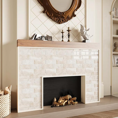 VEELIKE Beige Peel and Stick Backsplash Tile for Kitchen Wall Waterproof Self Adhesive Subway Tile Backsplash 12''x12'' 6 Sheets Renter Friendly Back Splash Stick on Tiles for Bathroom Laundry Room