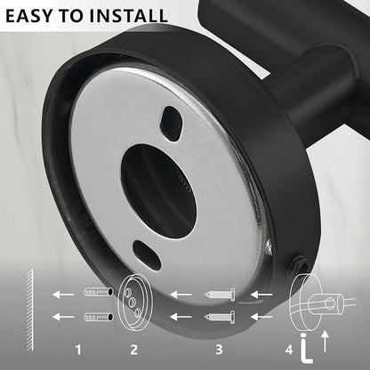 Bathroom Hardware Set Includes Towel Ring, Toilet Paper Holder and 2 Towel Hooks, SUS304 Stainless Steel Modern Wall-Mounted Bathroom Set, Rustproof Bathroom Fitting Set (Black)