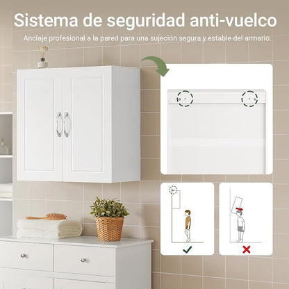 Haotian Wall Cabinet, Bathroom Storage, 23.6 x 11.8 x 23.6 in, MDF, White | Floating Wall Linen Storage Cabinet With Adjustable Shelf, Multi-Scene Bathroom Cabinet For Daily Home Storage, FRG231-W
