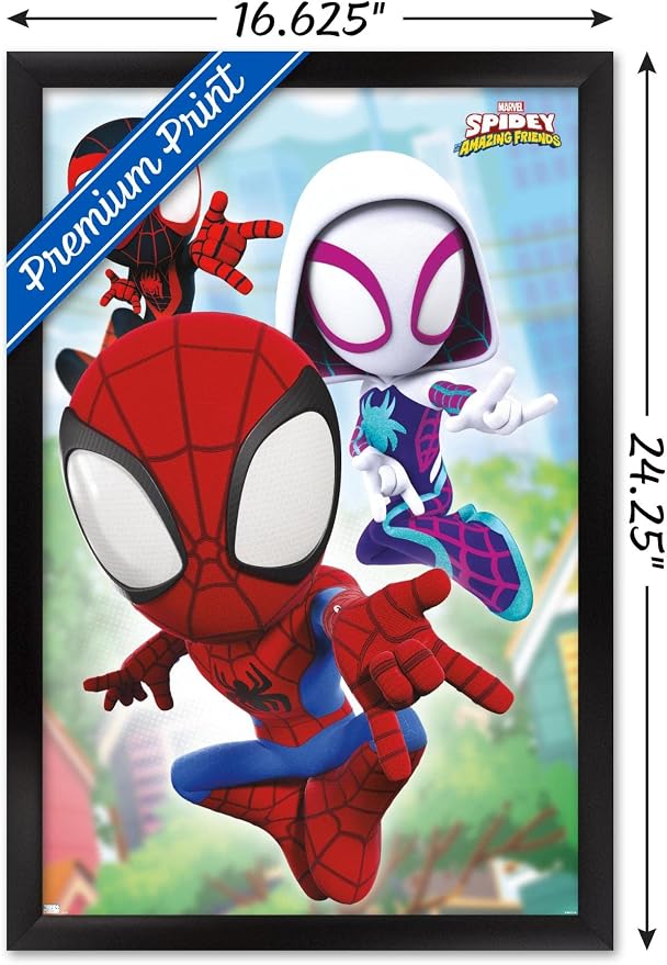 Trends International Marvel Spidey and His Amazing Friends - Webs Wall Poster, 14.72" x 22.37", Black Framed Version
