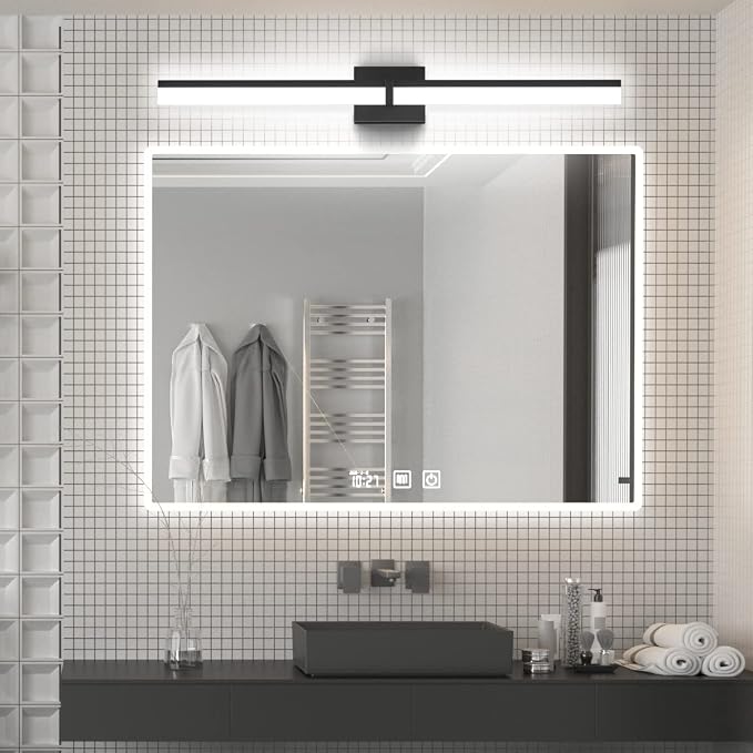 Tipace Black Modern 31.5 inch Bathroom Lights Over Mirror Vanity Lighting Wall Mounted Black Modern Vanity Light Fixtures 5500K