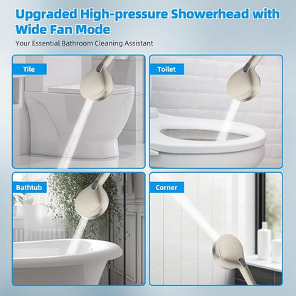 Hibbent All Metal CUPC Certified Shower Head, 10'' High Pressure Rainfall Shower Head, Handheld Showerhead Combo with 12'' Adjustable Extension Arm, 10-Spray, 71'' Hose, Shower Holder, Brushed Nickel