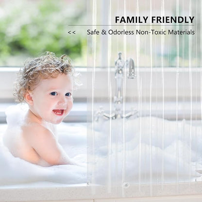 AooHome Long Clear Plastic Shower Curtain Liner, 72x78 Premium Light Weight EVA 4G Plastic Bathroom Shower Liner with Rustproof Metal Grommets and 5 Magnets for Shower Stall, Bathtubs(No Hooks)