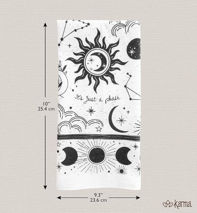 Karma Gifts Black and White Boho Tea Towel, Dog, 28" L x 20" W