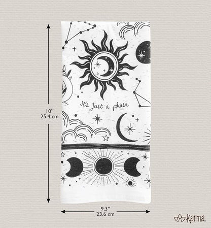 Karma Gifts Black and White Boho Tea Towel, Dog, 28" L x 20" W