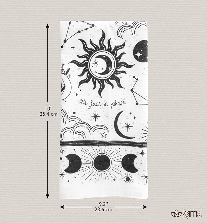 Karma Gifts KA101944 Black And White Boho Tea Towel,Cotton, Octopus 18" x 22"