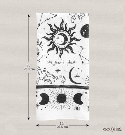 Karma Gifts KA101944 Black And White Boho Tea Towel,Cotton, Octopus 18" x 22"