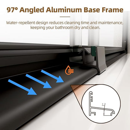 Royal Guard Double Sliding Shower Door 56-60" W x 72" H,Matte Black | 6mm SGCC Tempered Glass,Nano Coating Easy Clean,Walk-in Shower Use,Reversible Installation&Waterproof