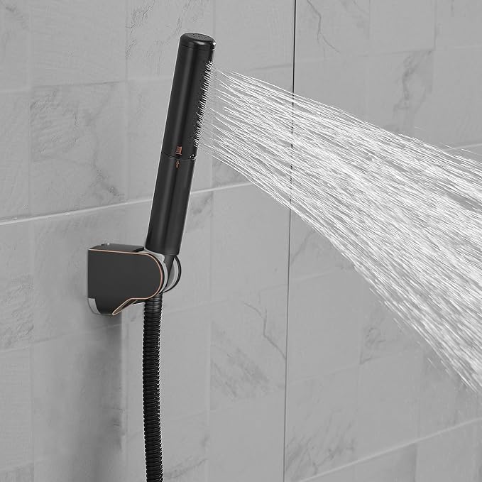 Handheld Shower Head Sprayer Shower Wand Hand Shower Showerhead Bronze | Oil Rubber Bronze High Pressure Showerhead, Hand Held, Brass Shower Head, Wall Mounted, 60 In Stainless Steel Shower Hose