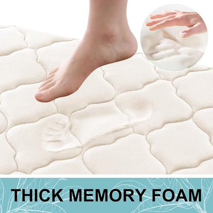 OLANLY Memory Foam Bath Mat Rug 59x24, Ultra Soft and Absorbent Bathroom Rugs, Non-Slip, Comfortable, Machine Washable Bath Carpet for Bathroom Floor, Tub, Shower and Home Decor Accessories, Ivory