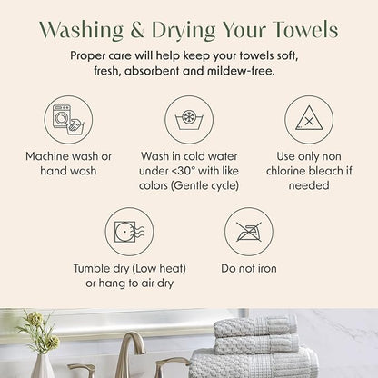 100% Cotton 6 Piece Bath Towel Set | Grey Towels | Oeko‑TEX Standard 100 | Soft & Absorbent, Quick‑Dry | Trinity Collection - Quiet Grey