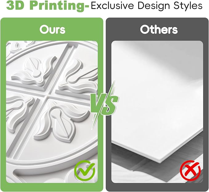 Art3d 12 (Pack of 12) Wall Panel Traditional, White