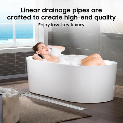 DLONE® Linear Shower Drain - 36 Inch Brushed Nickel, with Tile Insert Panel | AISI 304 Stainless Steel Linear Drain, Rectangle Shower Floor Drain, with Adjustable Feet, Fits Bathroom & Balcony etc