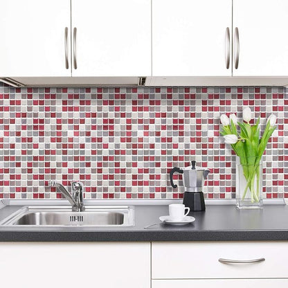 HyFanStr Peel and Stick Backsplash 3D Mosaic Tile Stickers Wall Sticker Home Decor for Kitchen Bathroom 9.26" x 9.26"(Pack of 4)