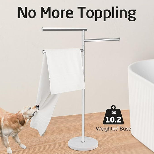 KES Free Standing Towel Racks for Bathroom, 3 Swivel Bars 40-Inch Bath Towel Rack Stand with Weighted Marble Base, Premium 18/8 Stainless Steel Polished Finish, BTH219