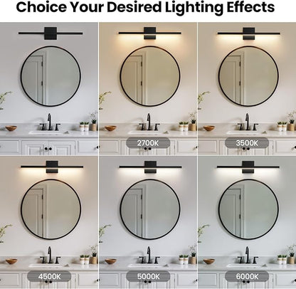 Epinl Black Bathroom Vanty Light for Bathroom 24 inch 14W Dimmable 5CCT Bathroom Lighting Fixtures Over Mirror, Modern Black LED Vanity Light Bar