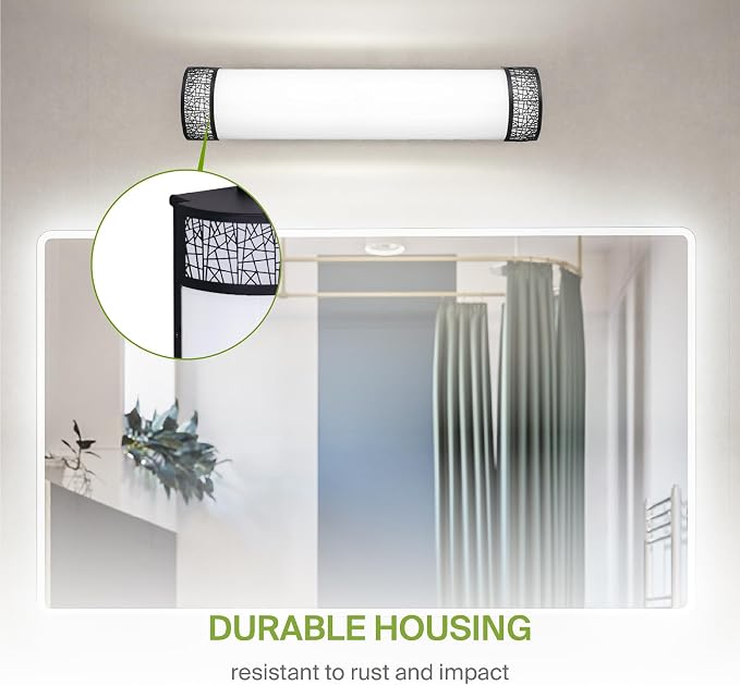 ASD 24 Inch LED Bathroom Vanity Light, 5CCT 2700K-5000K 25W, Dimmable Bathroom Light Fixtures, Modern Vanity Lights for Bathroom Lighting Fixtures Over Mirror, Wall Light Bar, Black, ETL, 4 Pack