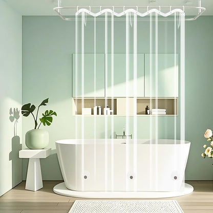 Seenus Waterproof Clear Shower Curtain Liner with 3 Large Magnets, 60 x 72 inch Bpa-Free PEVA 8G Plastic Shower Liner Weighted, Transparent Bathroom Shower Curtain for Walk-in